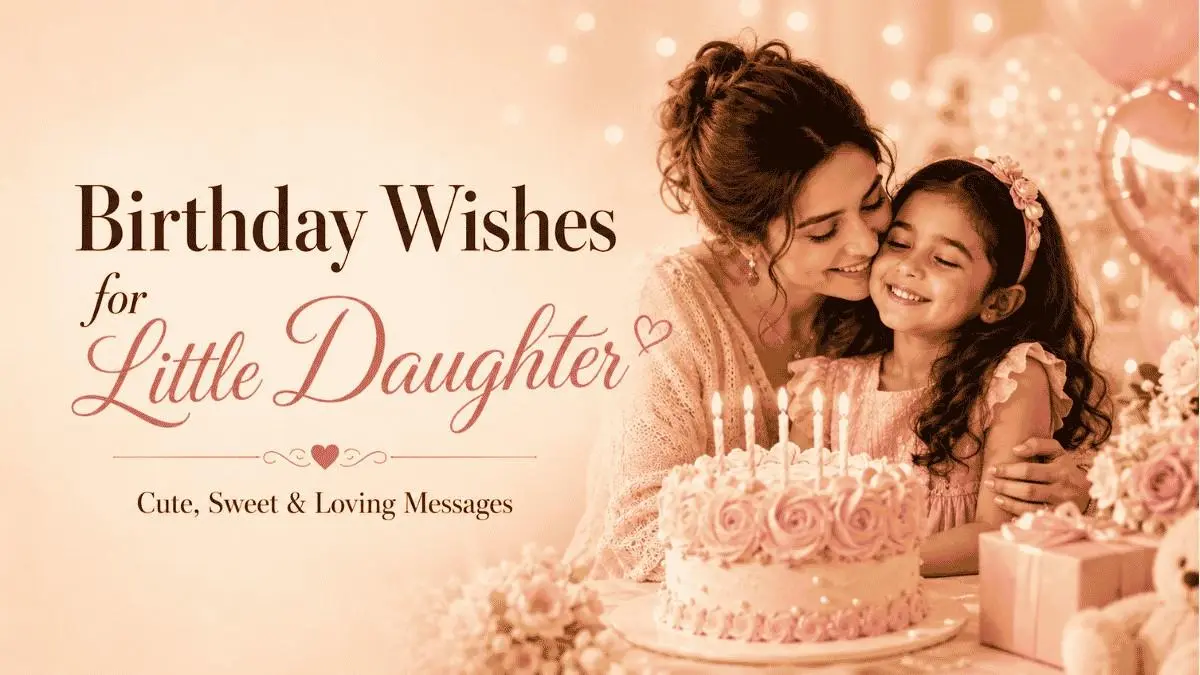 Cute birthday wishes for little daughter with balloons and cake