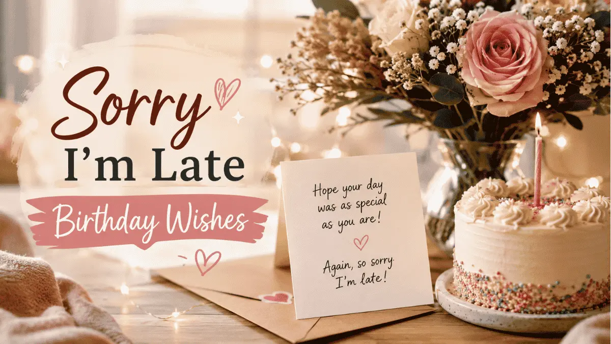 Sorry I’m late birthday wishes with sincere birthday greeting card