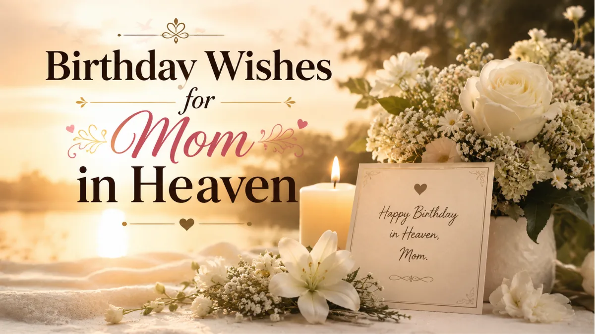 Peaceful flowers and candle for birthday wishes for mom in heaven.