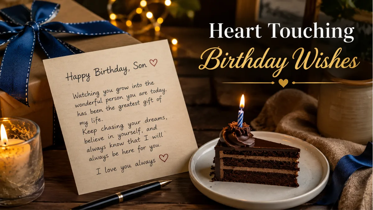 inspirational birthday wishes for son with handwritten card and warm candle light