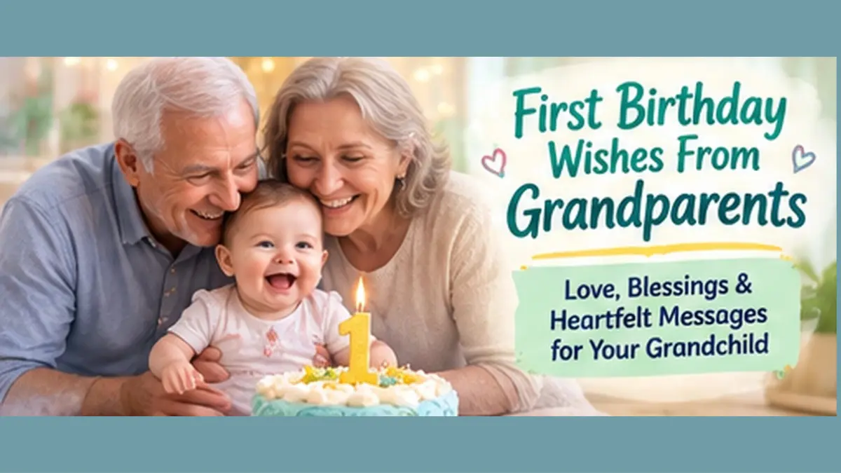 Loving first birthday wishes from grandparents for their grandchild